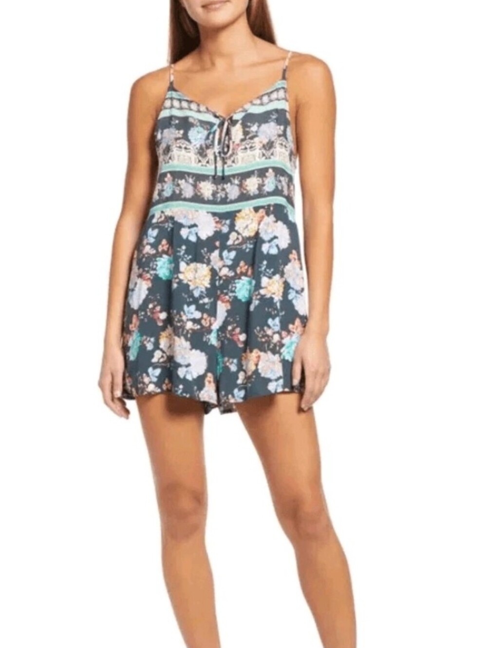 O'Neill Gray Floral Print Romper Size Large